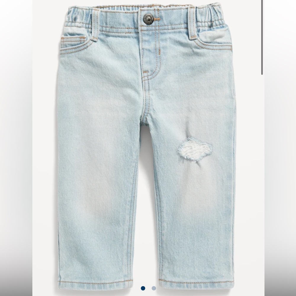 Baby Infant Old Navy GAP Distressed Loose Light Wash Jeans NWT 6-12 Months Denim